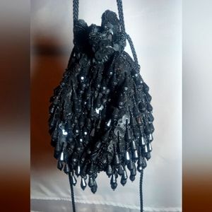 Vintage flapper style evening bag crossbody drawstring